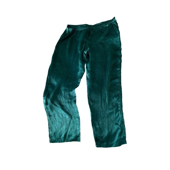 Medium DKNY Women's Emerald Green 2 Piece Loungewear Pajamas Silky Crepe - Picture 13 of 14